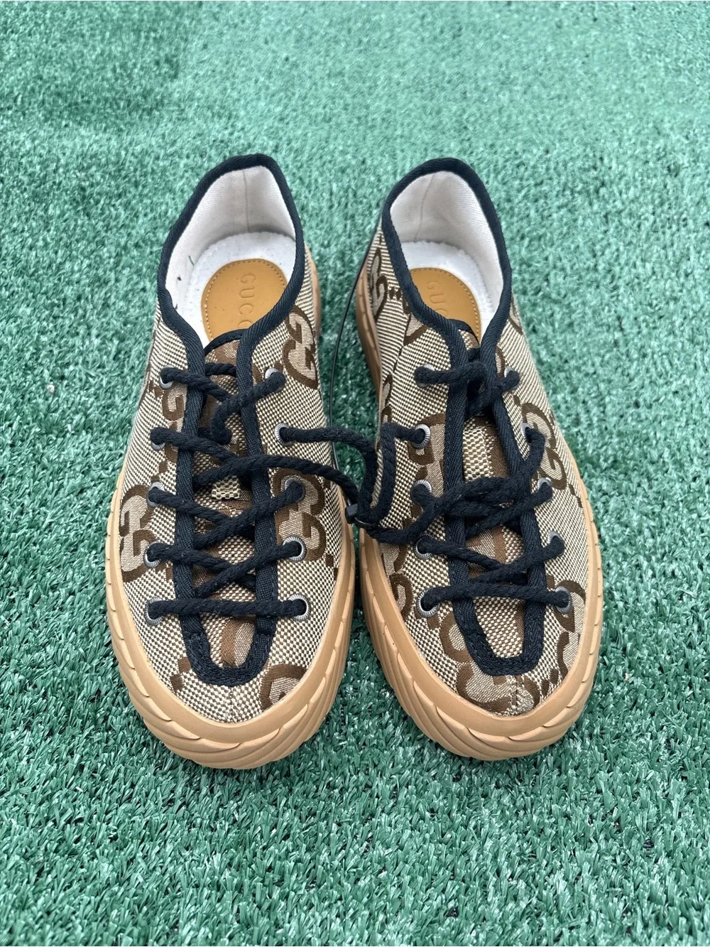 Gucci Kids GG Canvas Sneakers in Brown with Black Trim